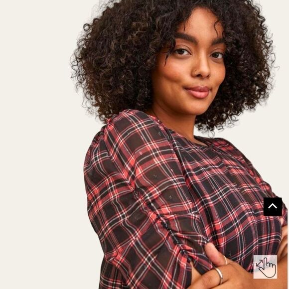 NEW TORRID Plus Size Chiffon Lurex Ruched Sleeve Blouse With Attached Cami - Picture 13 of 15